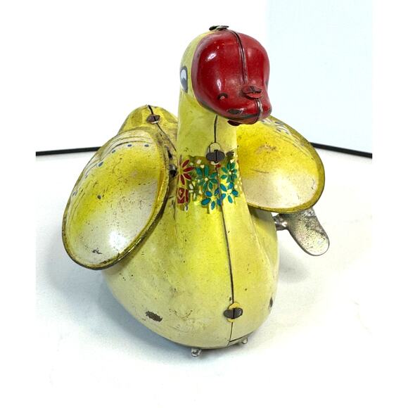 Vintage Clockwork Tin Wind Up Gosling Duck w/Key WORKS #MS98 - Picture 4 of 5